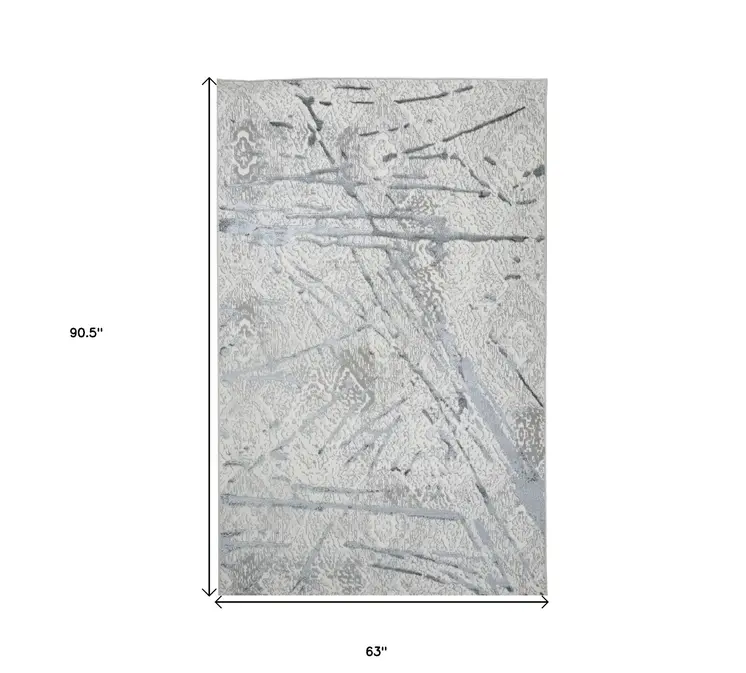 5' X 8' Gray and Silver Abstract Area Rug