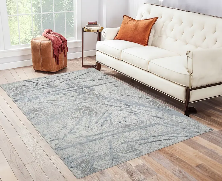 5' X 8' Gray and Silver Abstract Area Rug