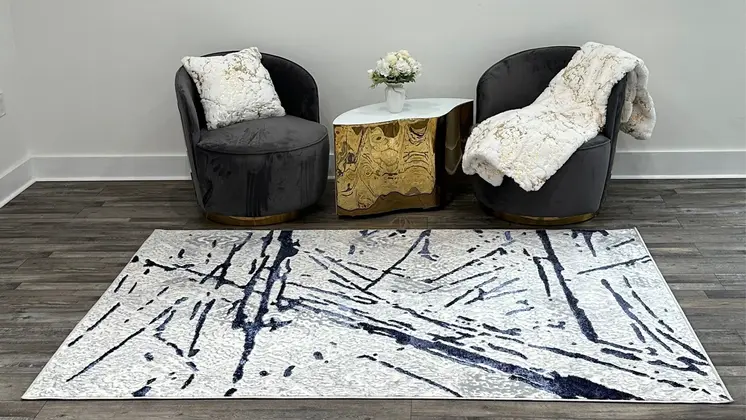 5' X 8' Gray and Silver Abstract Area Rug