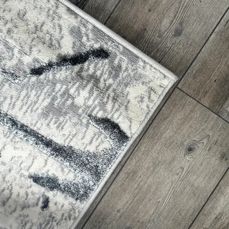 8' X 11' Gray and Silver Abstract Area Rug