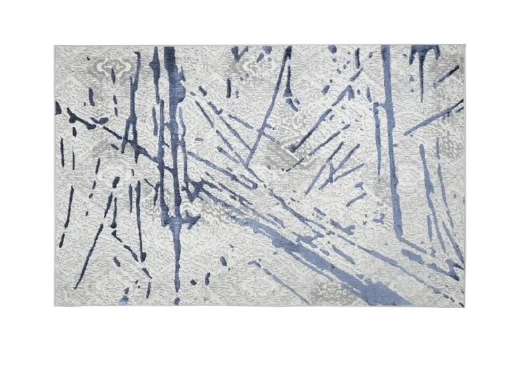 4' X 6' Ivory and Blue Abstract Area Rug