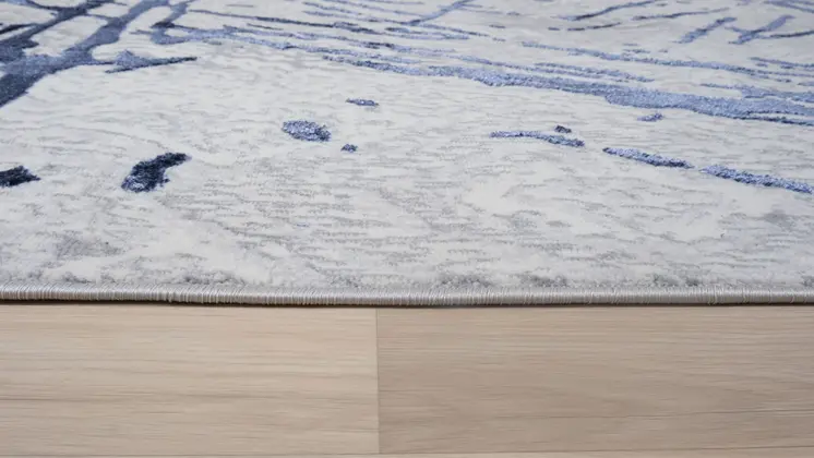4' X 6' Ivory and Blue Abstract Area Rug