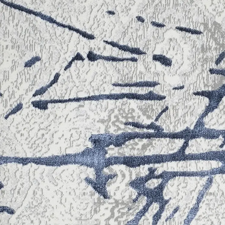 5' X 8' Ivory and Blue Abstract Area Rug