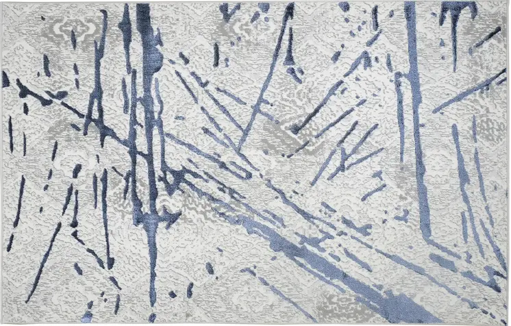 8' X 11' Ivory and Blue Abstract Area Rug