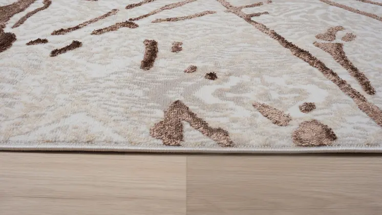 5' X 8' Ivory and Brown Abstract Area Rug