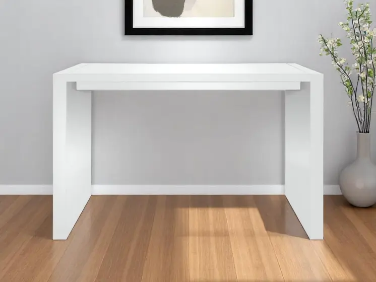 60" White Wood Rectangular Bar Table