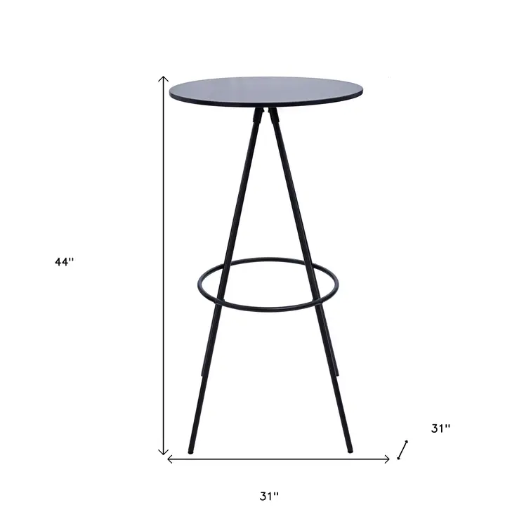 31" Black Rounded Wood and Iron Bar Table