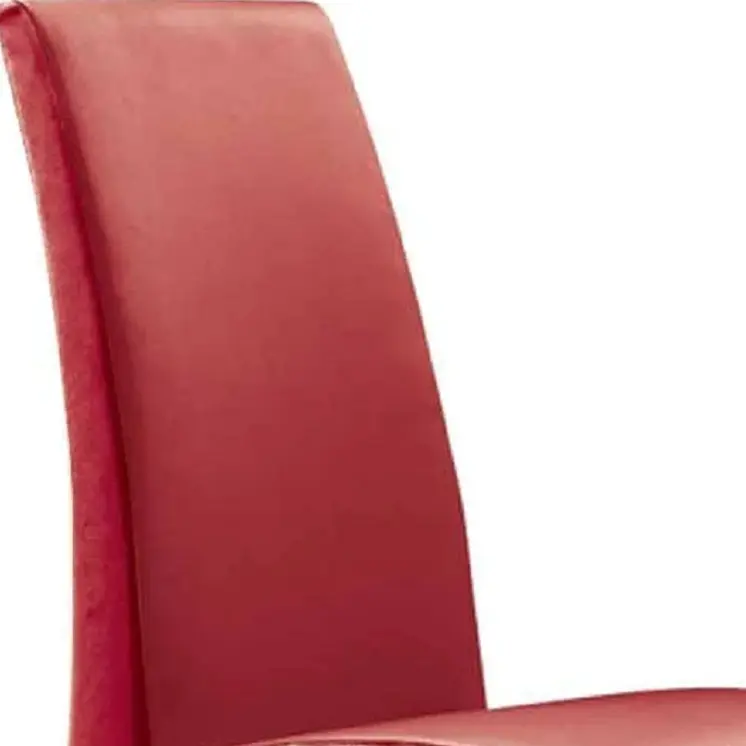 Set of Two Red and Silver Upholstered Faux Leather Dining Side Chairs