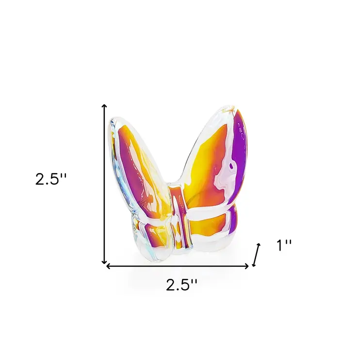 3" Purple and Orange Crystal Butterfly Figurine Tabletop Sculpture