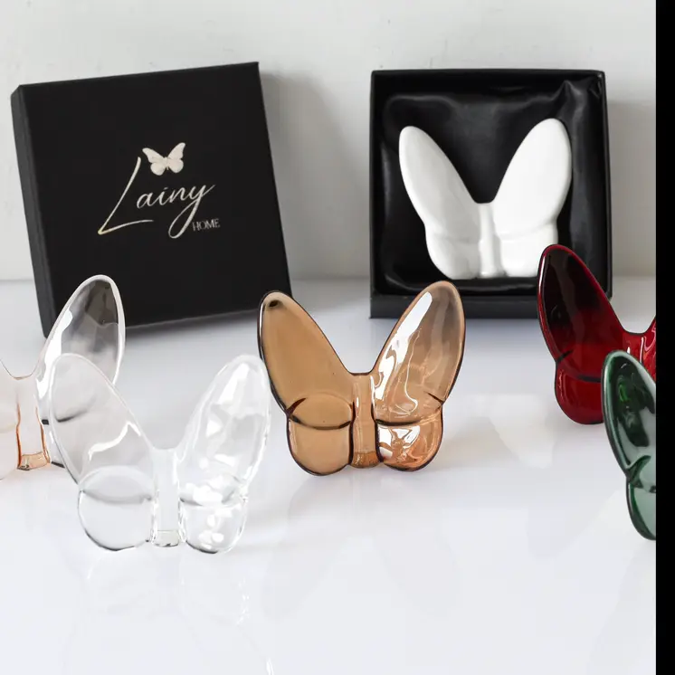 3" Burgundy Crystal Butterfly Figurine Tabletop Sculpture