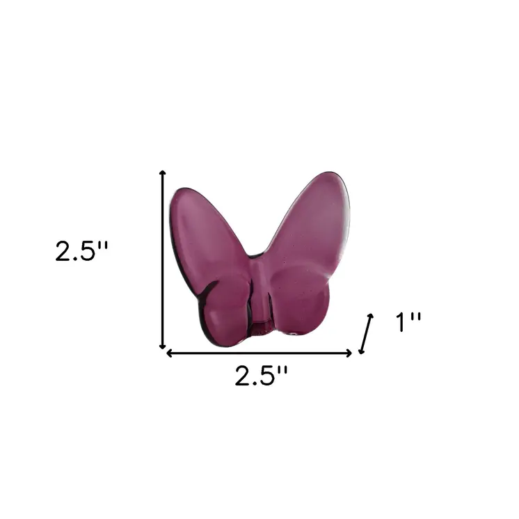 3" Plum Crystal Butterfly Figurine Tabletop Sculpture