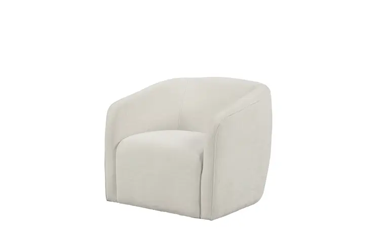 32" Beige Fabric Barrel Club Chair