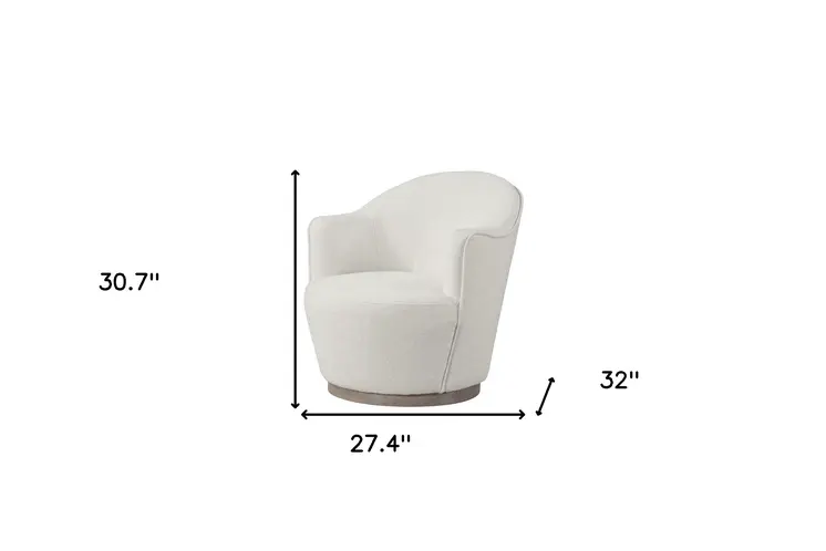 27" Off White Fabric Swivel Barrel Chair