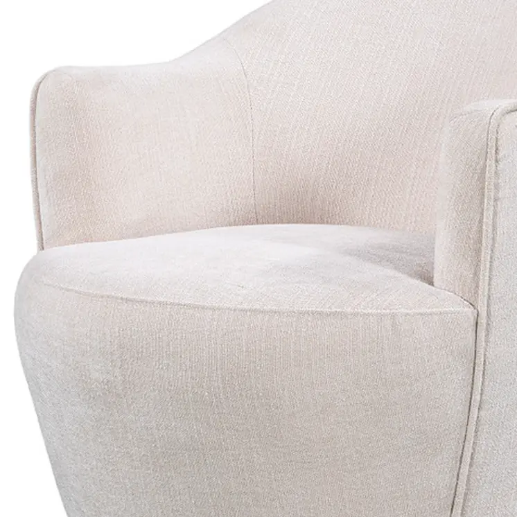 27" Off White Fabric Swivel Barrel Chair