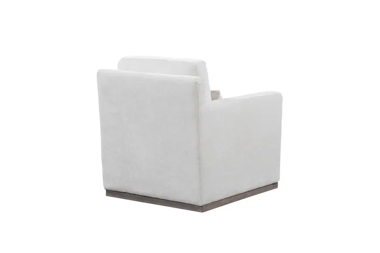 30" Off White Fabric Swivel Club Chair And Toss Pillow