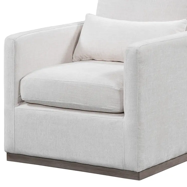 30" Off White Fabric Swivel Club Chair And Toss Pillow