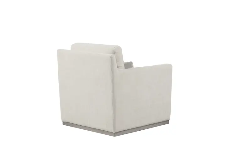 30" Cream Fabric Swivel Club Chair And Toss Pillow