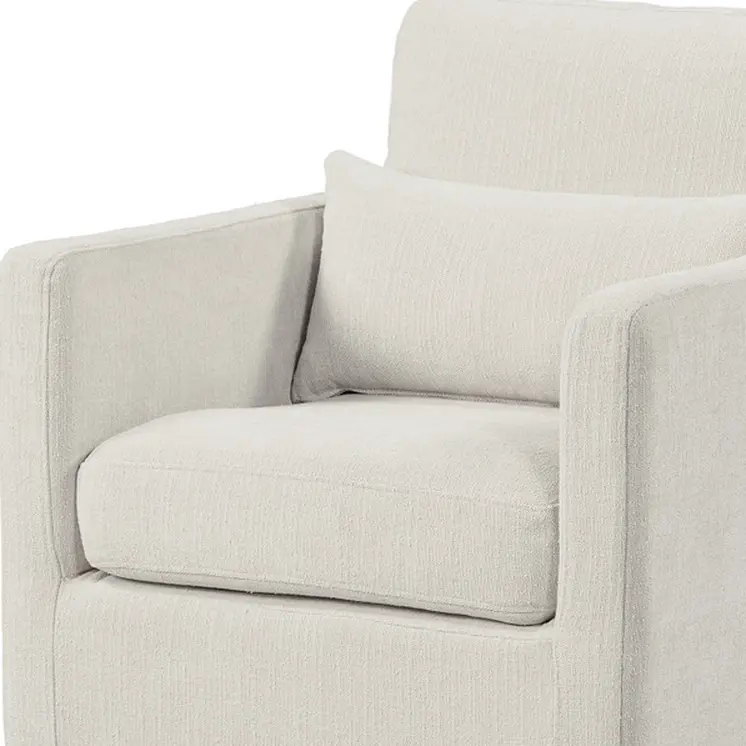 30" Cream Fabric Swivel Club Chair And Toss Pillow