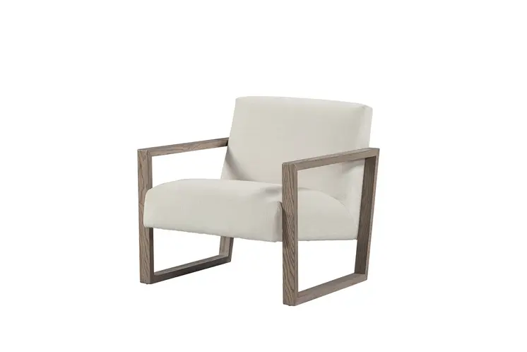28" Off White and Ash Gray Fabric Lounge Chair