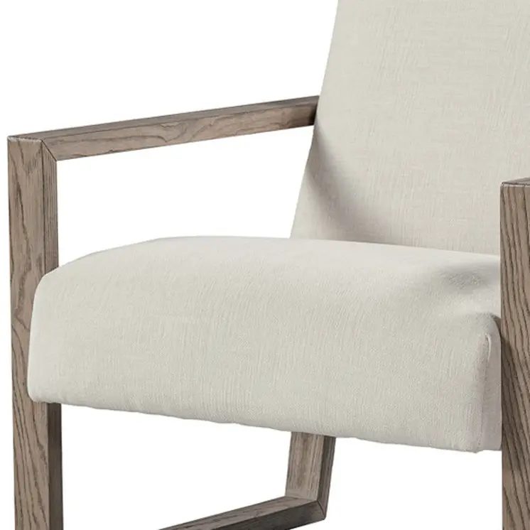 28" Off White and Ash Gray Fabric Lounge Chair
