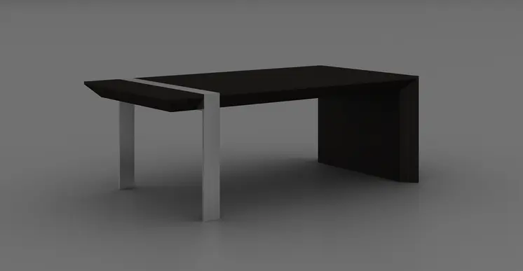 48" Black And Silver Wood And Stainless Steel Distressed Sled Coffee Table