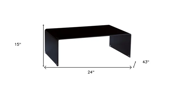 24" Black Glass Sled Coffee Table