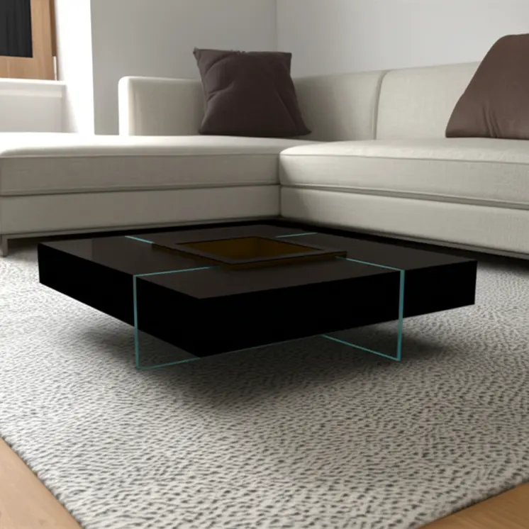 47" Espresso and Clear Wood and Glass Square Coffee Table