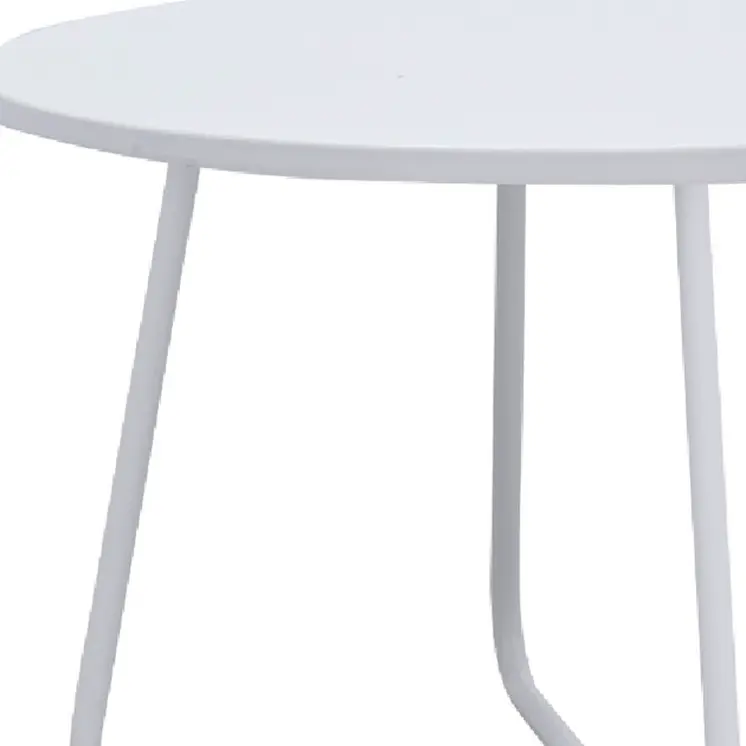 28" White Wood And Metal Round Cross Legs Coffee Table