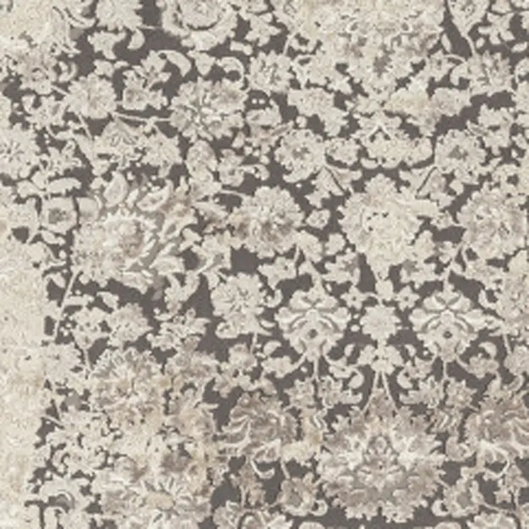 2' X 3' Gray and Ivory Floral Area Rug