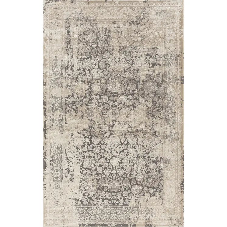 10' X 14' Gray and Ivory Floral Area Rug