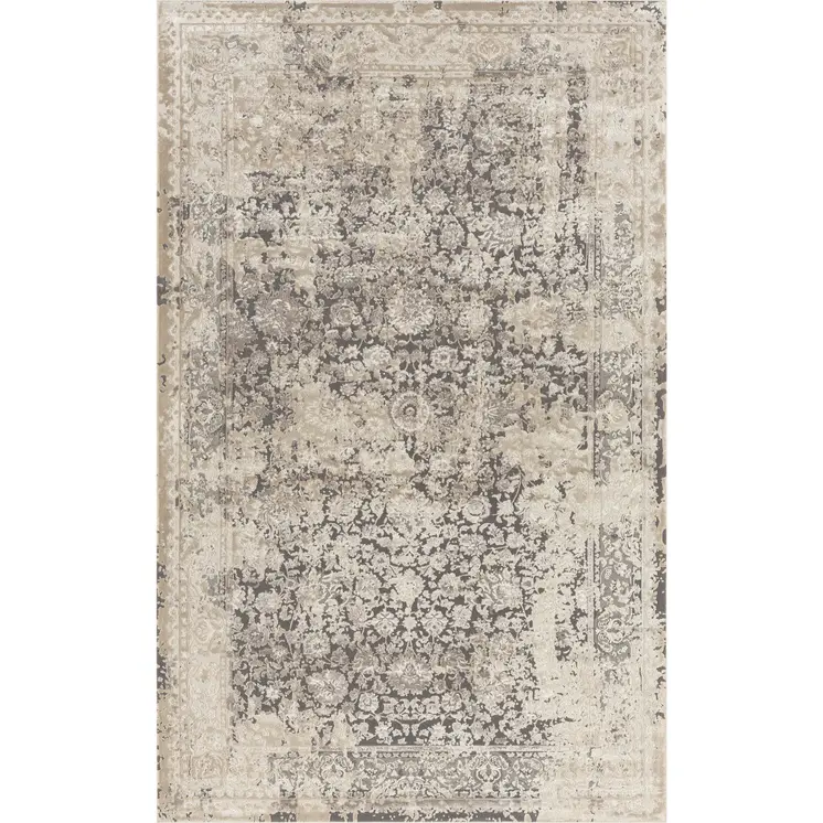 10' X 14' Gray and Ivory Floral Area Rug