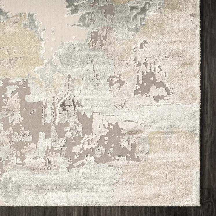 7' Gray And Beige Abstract Runner Rug