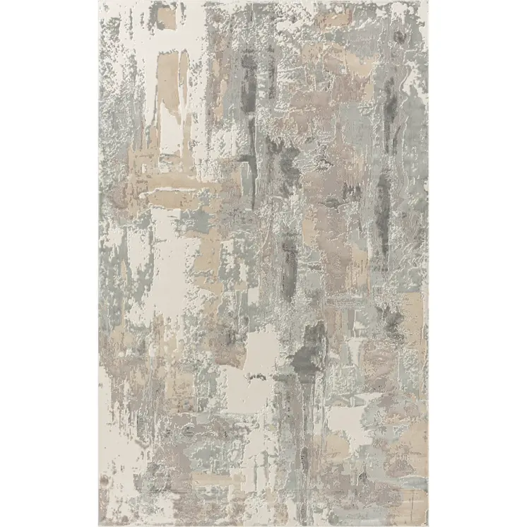 10' X 14' Beige Ivory and Gray Abstract Area Rug