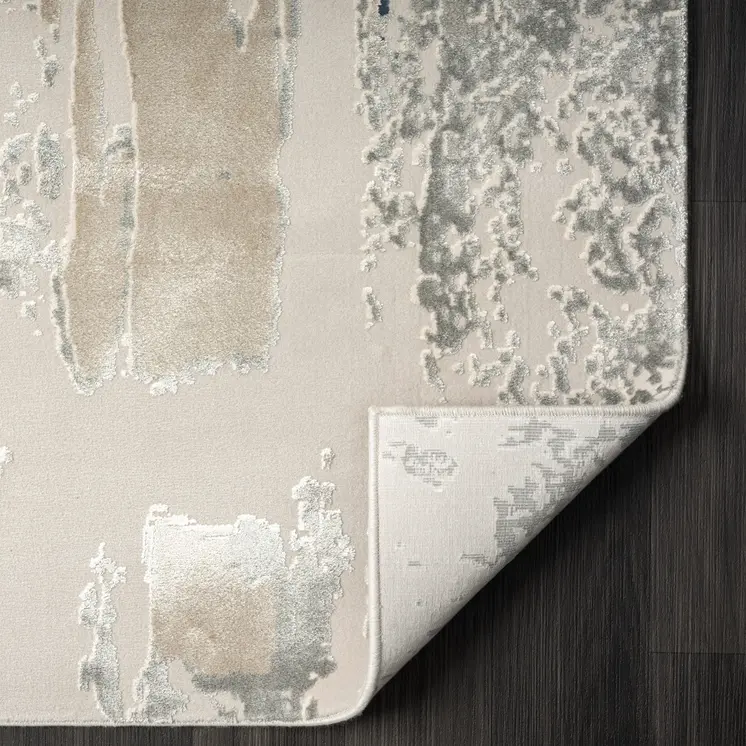 7' Blue And Beige Abstract Runner Rug