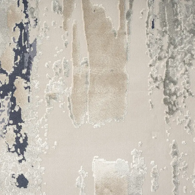 7' Blue And Beige Abstract Runner Rug