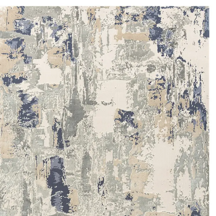 8' Blue Abstract Runner Rug