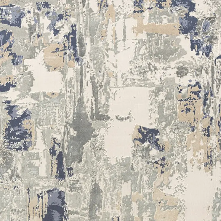 8' Blue Abstract Runner Rug
