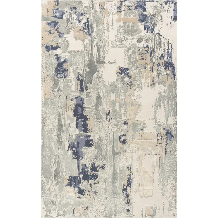 10' X 14' Blue and Beige Abstract Area Rug