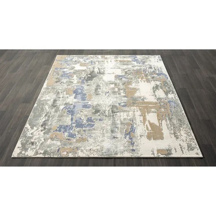 10' X 14' Blue and Beige Abstract Area Rug