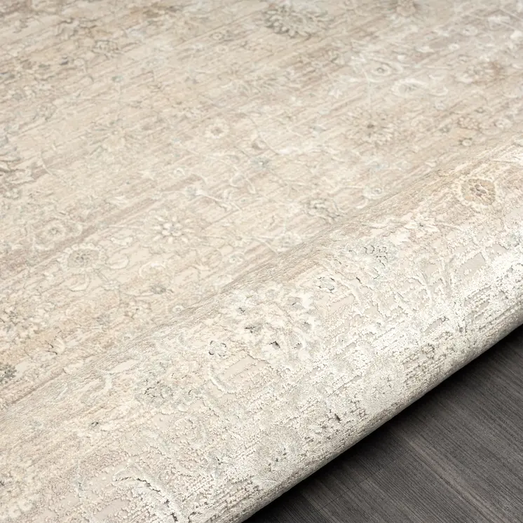 7' Beige Floral Runner Rug