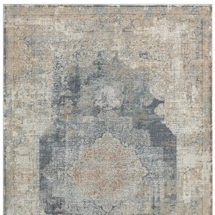 2' X 3' Beige and Gray Medallion Area Rug