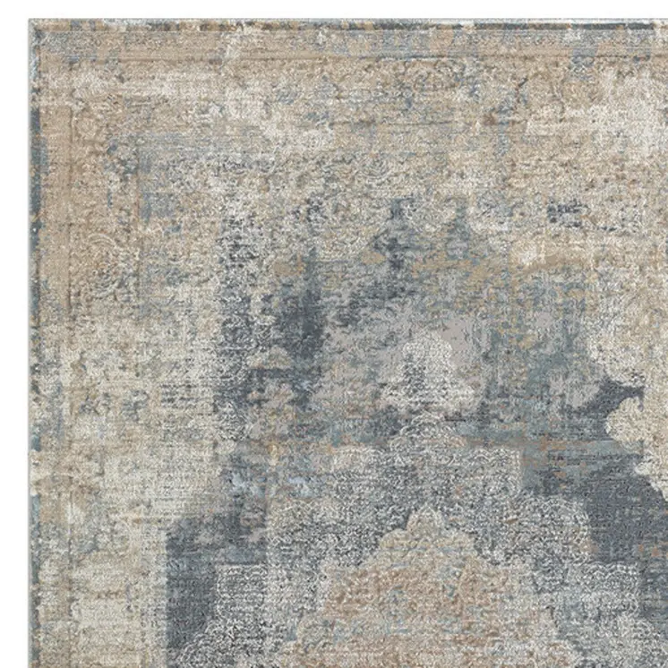 6' Beige Medallion Runner Rug