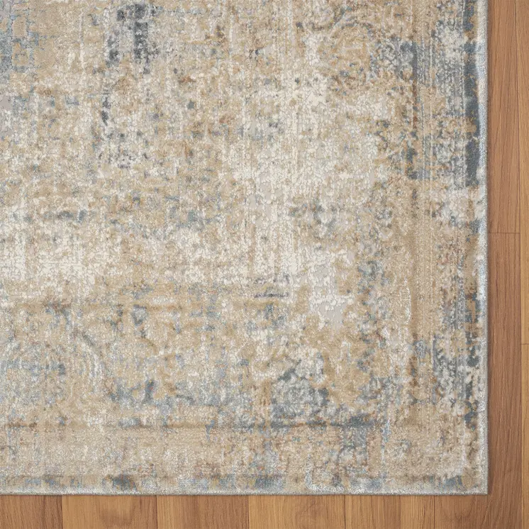 5' X 8' Beige and Gray Medallion Area Rug