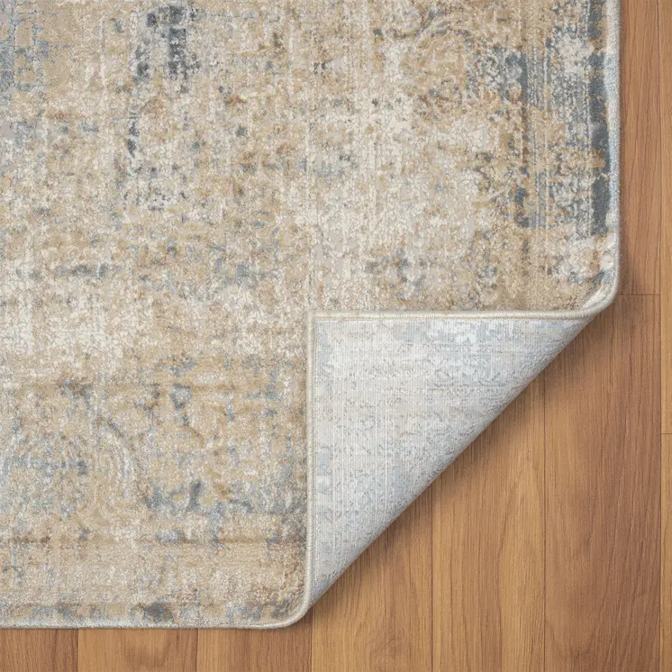 5' X 8' Beige and Gray Medallion Area Rug