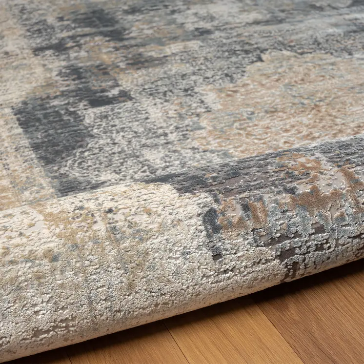 5' X 8' Beige and Gray Medallion Area Rug