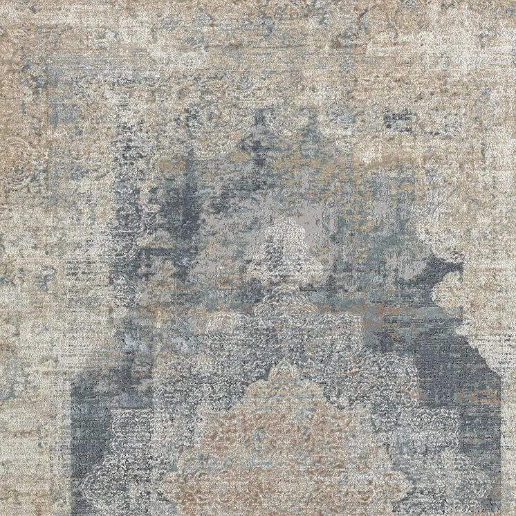 9' X 12' Beige and Gray Medallion Area Rug