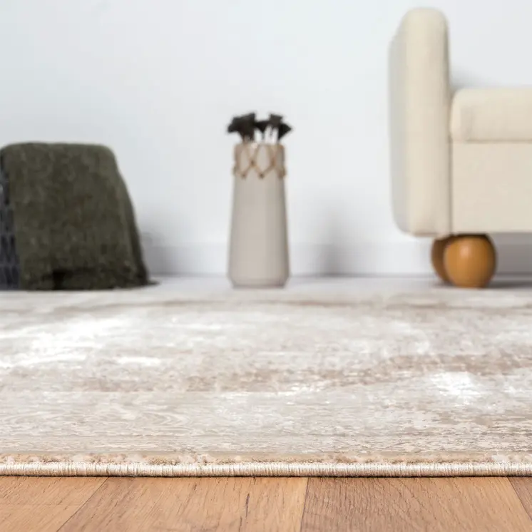 2' X 3' Beige and Ivory Medallion Area Rug