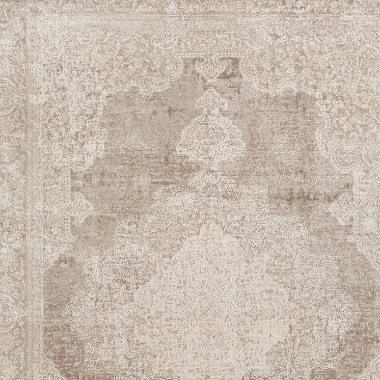 8' X 10' Beige and Ivory Medallion Area Rug