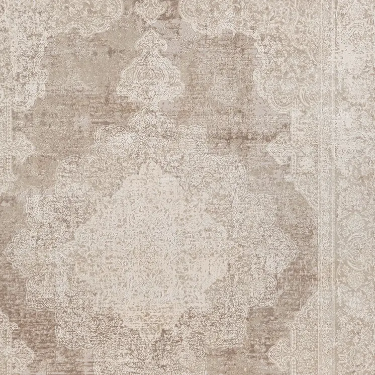 12' X 15' Beige and Ivory Medallion Area Rug