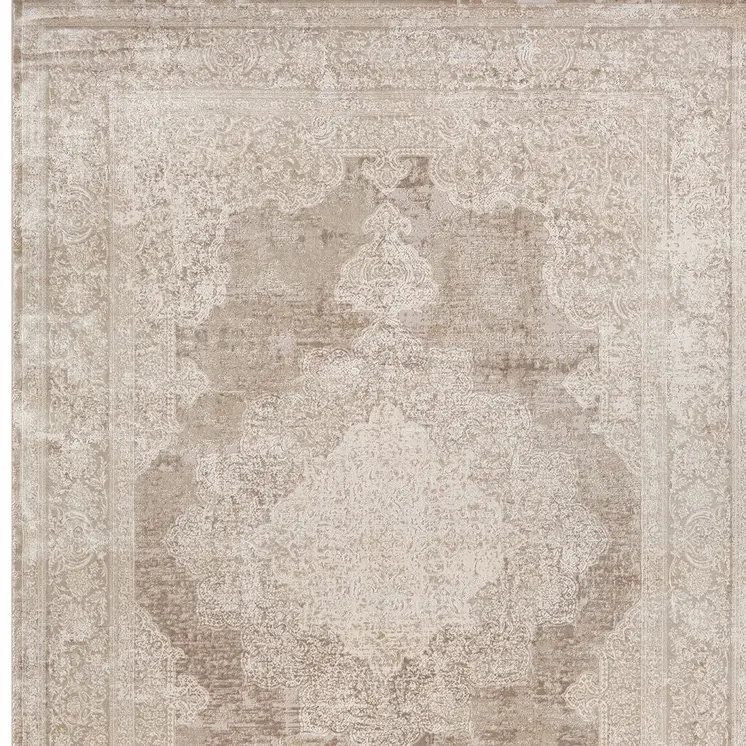12' X 15' Beige and Ivory Medallion Area Rug